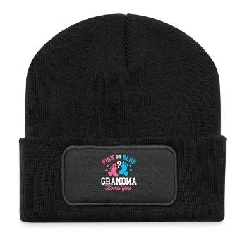 Rosa oder blaue Oma liebt dich Geschlechtsoffenbarung - Recycelte Patch Beanie - Schwarz - Vorne