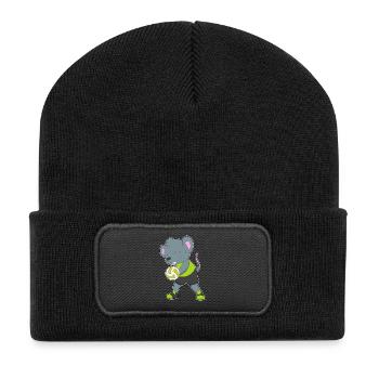 Maus Volleyballspieler Volleyball - Recycelte Patch Beanie - Schwarz - Vorne