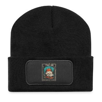 Retro Personalwesen-Zitat: Büro-Kunstdesign - Recycelte Patch Beanie - Schwarz - Vorne
