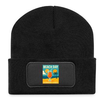 Summer Vibes - Recycelte Patch Beanie - Schwarz - Vorne