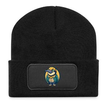 Bee Eater Kawaii Mascot Cartoon Clipart Logo Badge - Recycled Patch Beanie - black - Front