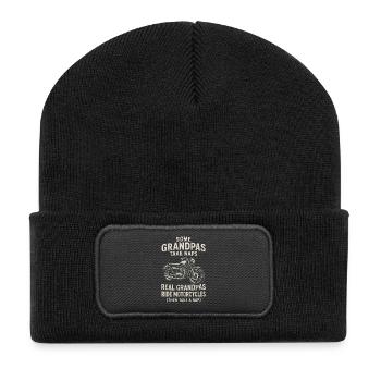 Grandfather Motorcycle Sayings - Recycled Patch Beanie - black - Front