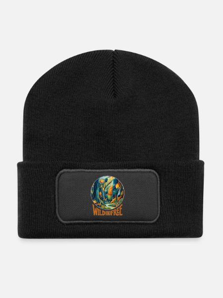 Wild Kind Free – Forest Circle - Recycelte Patch Beanie - Schwarz