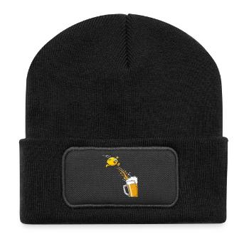 Radler Bier Lustige Zitrone Springt In Krug - Recycelte Patch Beanie - Schwarz - Vorne