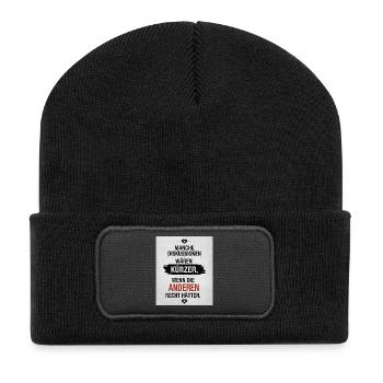 Manche Diskussionen wären kürzer Lustiger Spruch - Recycelte Patch Beanie - Schwarz - Vorne
