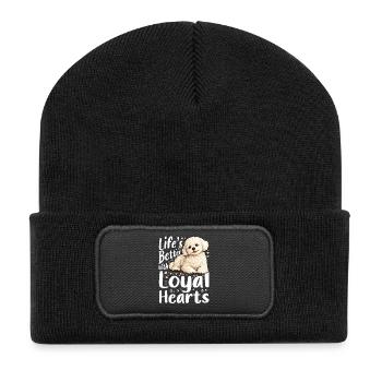 Bichon Frise Dog Breed - Recycelte Patch Beanie - Schwarz - Vorne