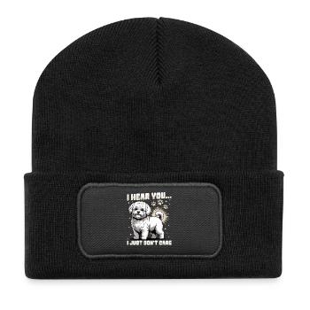 Bichon Frise Dog Breed - Recycelte Patch Beanie - Schwarz - Vorne