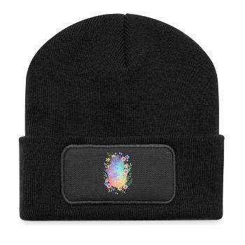 Spiritualité Géométrie Sacrée Fleur de Lotus Zen - Beanie recyclé à patch - noir - Devant