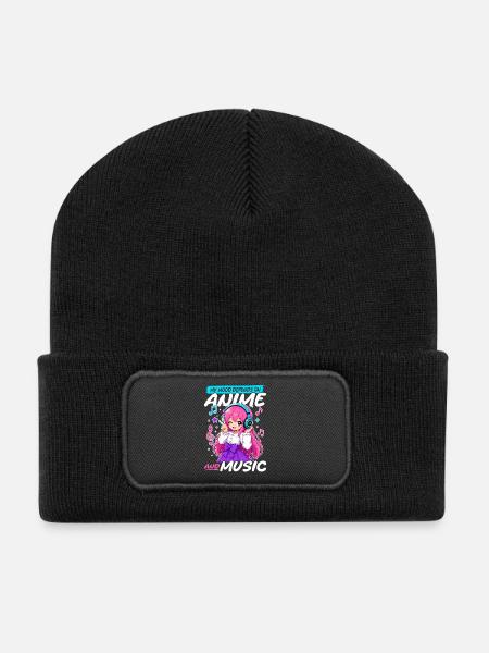 Anime and Music Chibi - Recycelte Patch Beanie - Schwarz