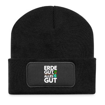 Erde Gut Alles Gut Umweltschutz Natur Mutter Erde - Recycelte Patch Beanie - Schwarz - Vorne