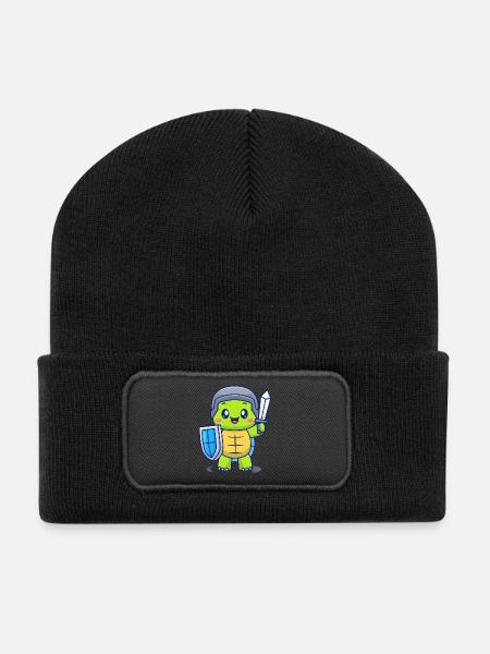 Tapferer Schildkrötenritter - Recycelte Patch Beanie - Schwarz