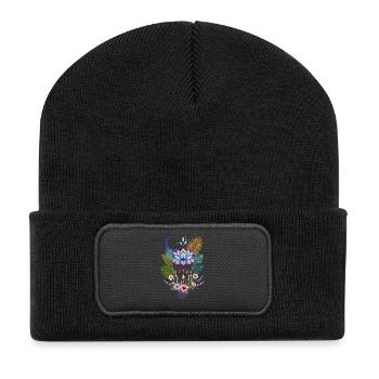 Spiritualité Géométrie Sacrée Fleur de Lotus Zen - Beanie recyclé à patch - noir - Devant
