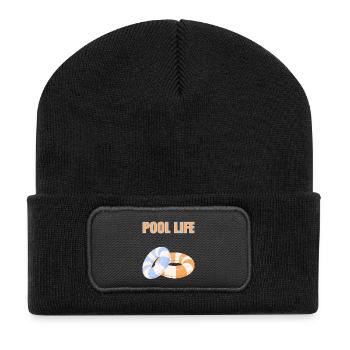 Vie en piscine – Été dans votre piscine préférée - Beanie recyclé à patch - noir - Devant