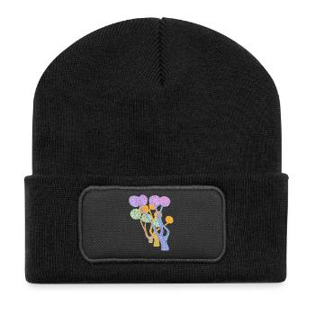 Dotted Colour Tree Pompom Forest - Recycled Patch Beanie - black - Front