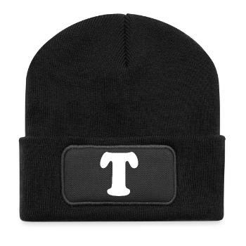 Caractères en T en grande taille | Lettre T | T Logo - Beanie recyclé à patch - noir - Devant