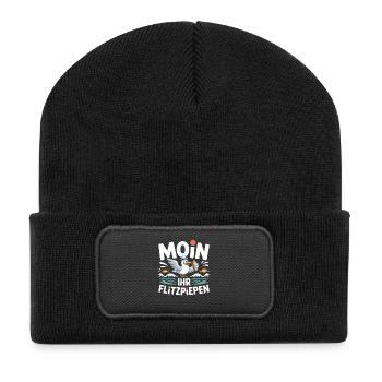 Moin Ihr Flitzpiepen Norddeutsch Hamburg Büro Moin - Recycelte Patch Beanie - Schwarz - Vorne
