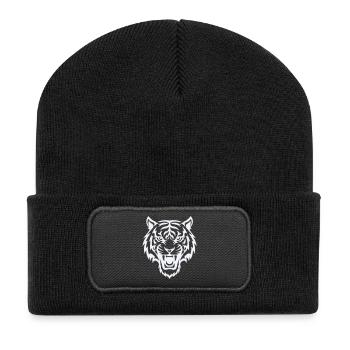Motif stylisé de tête de tigre - Beanie recyclé à patch - noir - Devant