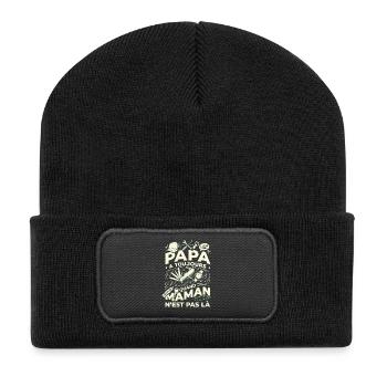 Cadeau Papa Bricoleur Humour Fête des Pères - Beanie recyclé à patch - noir - Devant