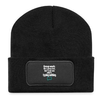 Groupe de professeurs drôles Discussion de groupe Tape rien - Beanie recyclé à patch - noir - Devant