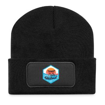 Retro 90er JDM R34 Torii Gate Japan Hex-Emblem - Recycelte Patch Beanie - Schwarz - Vorne