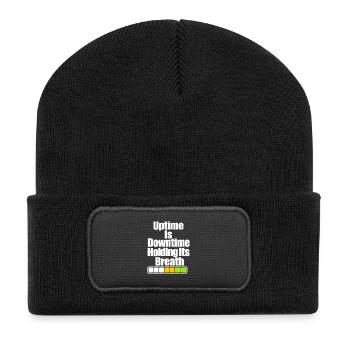 Blague drôle sur le temps de disponibilité de l’administrateur système, humour serveur IT - Beanie recyclé à patch - noir - Devant