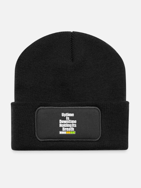 Lustiger Sysadmin-Uptime-Witz, IT-Typ Server-Humor - Recycelte Patch Beanie - Schwarz