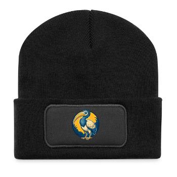 Ibis Kawaii Mascot Cartoon Character Clipart Logo - Recycled Patch Beanie - black - Front