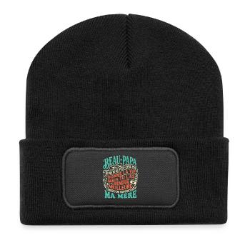 Beau-Papa Humour Cadeau Fête Des Pères Retro - Beanie recyclé à patch - noir - Devant