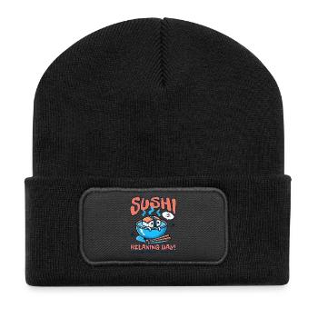 Sushi Relaxing Day Cute Food - Recycelte Patch Beanie - Schwarz - Vorne