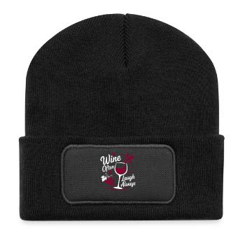 Le vin rit souvent toujours - Beanie recyclé à patch - noir - Devant