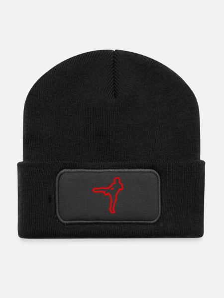 Muay Thai Kampfsport Kickboxer Jungen Kickboxen  - Recycelte Patch Beanie - Schwarz