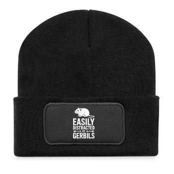 Mongolische Rennratte Sprüche Rennmaus Geschenk - Recycelte Patch Beanie - Schwarz - Vorne