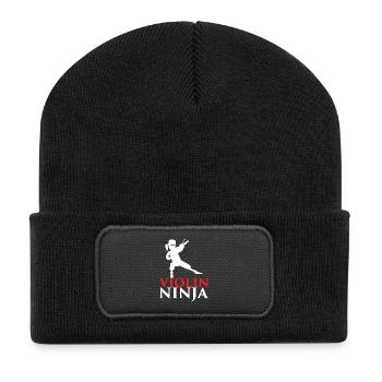 Violin Ninja Silhouette - Recycled Patch Beanie - black - Front