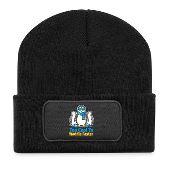 Too Cool To Waddle Faster - Recycelte Patch Beanie - Schwarz - Vorne
