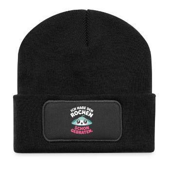 Rochen Schon Gebraten Stachelrochen Manta Rochen - Recycelte Patch Beanie - Schwarz - Vorne