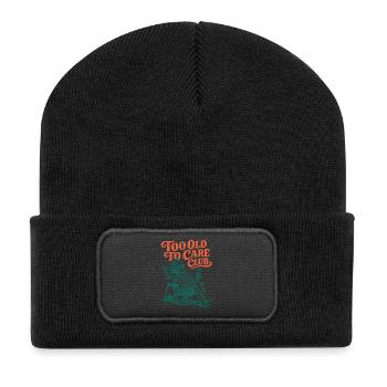 Too Old To Care Club Oma-Urlaub - Recycelte Patch Beanie - Schwarz - Vorne