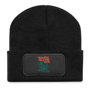 Too Old To Care Club Opa-Urlaub - Recycelte Patch Beanie - Schwarz - Vorne
