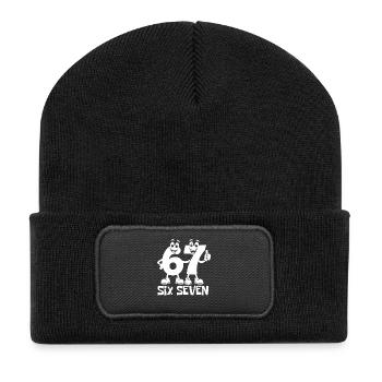 six sept | Numéros duo 6 et 7 | Doigts Joyeux - Beanie recyclé à patch - noir - Devant