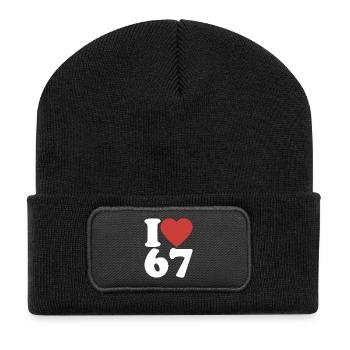 J’aime six sept | Duo numéros 6 et 7 - Beanie recyclé à patch - noir - Devant