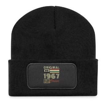60 Years 1967 Vintage Retro Birthday Gift - Recycled Patch Beanie - black - Front