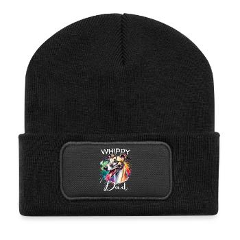 Windhund Papa - Recycelte Patch Beanie - Schwarz - Vorne