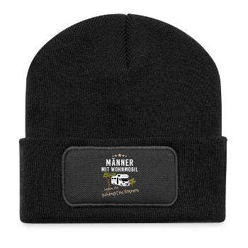Männer mit Wohnmobil haben die schönsten Frauen - Recycelte Patch Beanie - Schwarz - Vorne