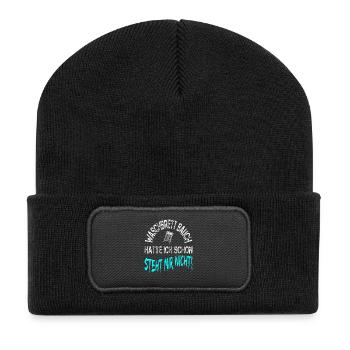 Waschbrettbauch hatte ich schon steht mir nicht - Recycelte Patch Beanie - Schwarz - Vorne