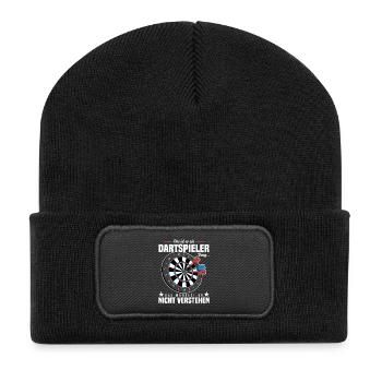 Das ist so ein Dartspieler Ding - Recycelte Patch Beanie - Schwarz - Vorne