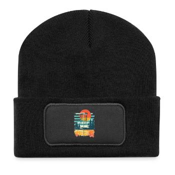 Basket And Chains Disc Golf Starter Sets - Recycelte Patch Beanie - Schwarz - Vorne