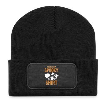 This is my Spooky Shirt Funny Halloween Ghost - Recycelte Patch Beanie - Schwarz - Vorne