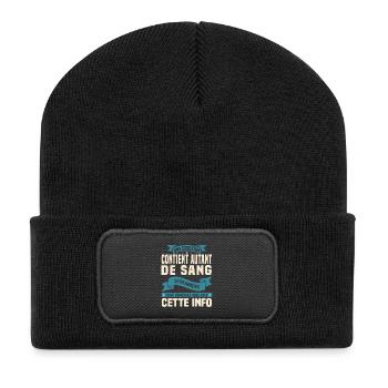 Cadeau humour personnalisé - Beanie recyclé à patch - noir - Devant