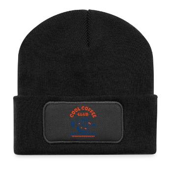 Coffee Club Kaffeeliebhaber-Kollegen-Geschenk - Recycelte Patch Beanie - Schwarz - Vorne