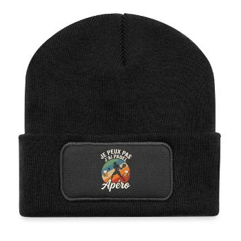 Je Peux Pas J'ai Padel et Apéro Humour - Beanie recyclé à patch - noir - Devant