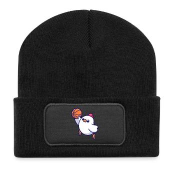 Basketball-Chick Pop Art - Recycelte Patch Beanie - Schwarz - Vorne